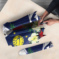 Wake Island Umbrella Tribal Pattern With Hibiscus Flowers