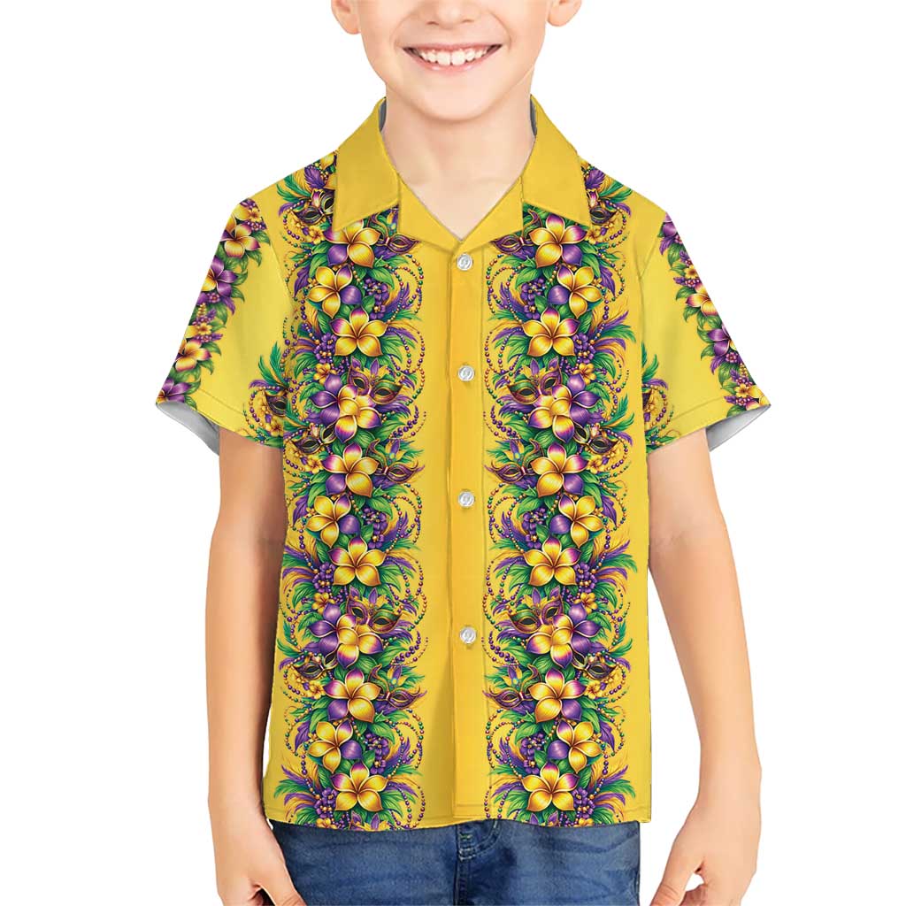 Aloha Hawaii Mardi Gras Family Matching Long Sleeve Bodycon Dress and Hawaiian Shirt Gold Style