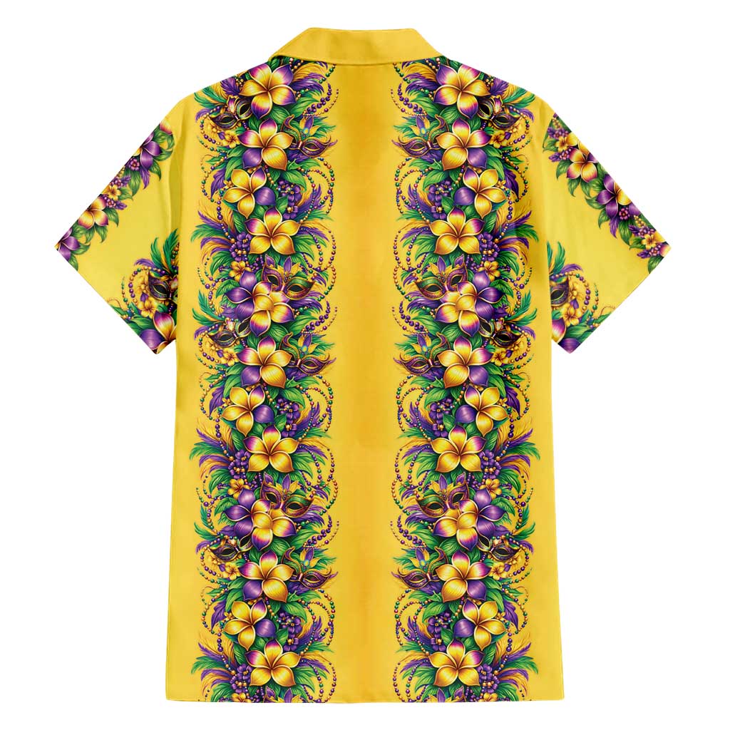 Aloha Hawaii Mardi Gras Family Matching Off Shoulder Short Dress and Hawaiian Shirt Gold Style