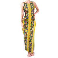 Aloha Hawaii Mardi Gras Family Matching Tank Maxi Dress and Hawaiian Shirt Gold Style