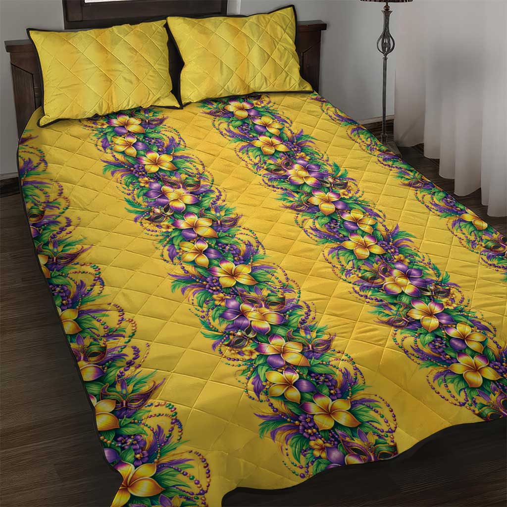 Aloha Hawaii Mardi Gras Quilt Bed Set Gold Style