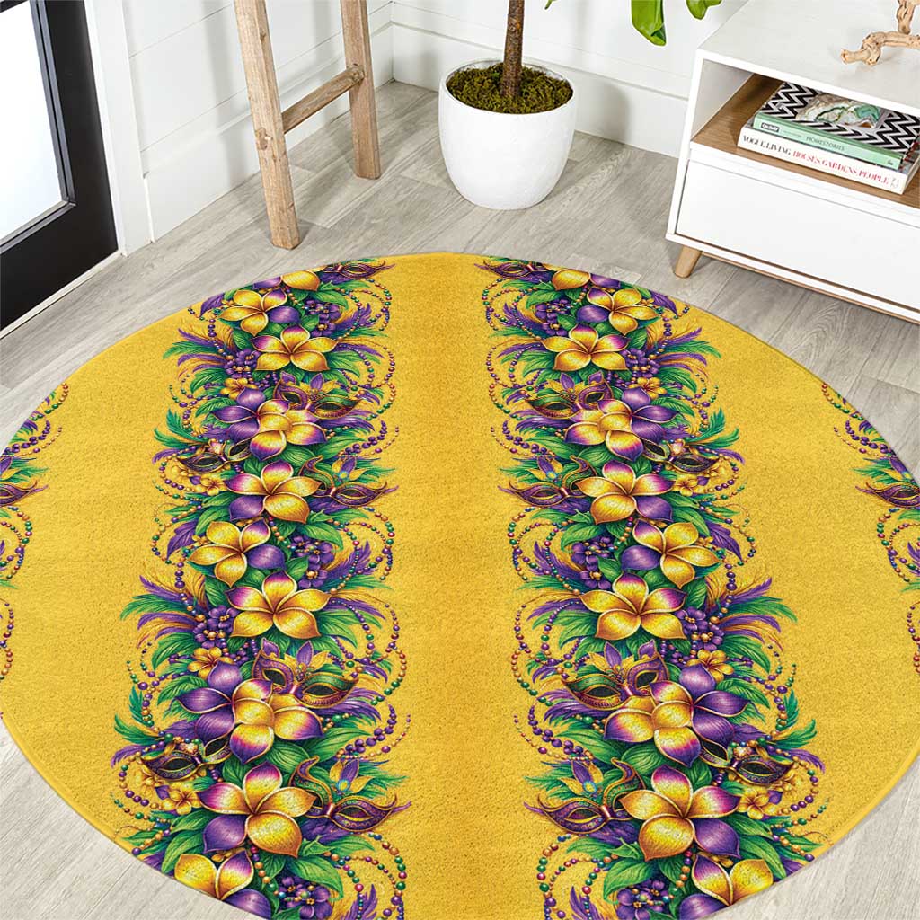 Aloha Hawaii Mardi Gras Round Carpet Gold Style