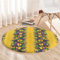 Aloha Hawaii Mardi Gras Round Carpet Gold Style