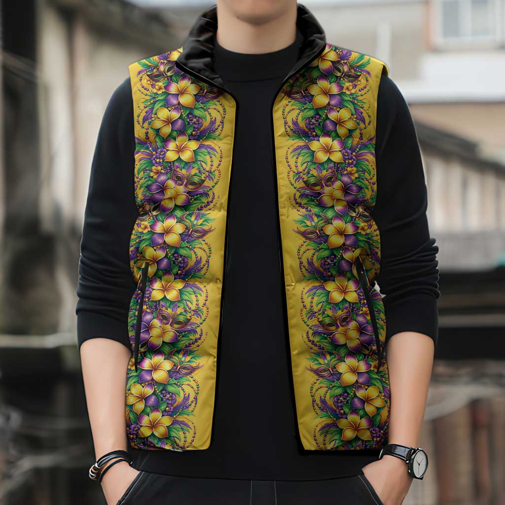 Aloha Hawaii Mardi Gras Sleeveless Puffer Jacket Gold Style