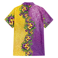 Hawaii Mardi Gras Hawaiian Shirt Plumeria Lei Beads Glitter Style LT05 - Polynesian Pride