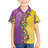Hawaii Mardi Gras Hawaiian Shirt Plumeria Lei Beads Glitter Style LT05 - Polynesian Pride