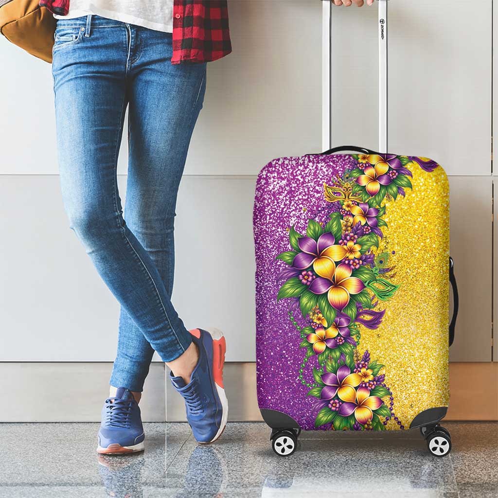 Hawaii Mardi Gras Luggage Cover Plumeria Lei Beads Glitter Style LT05 - Polynesian Pride