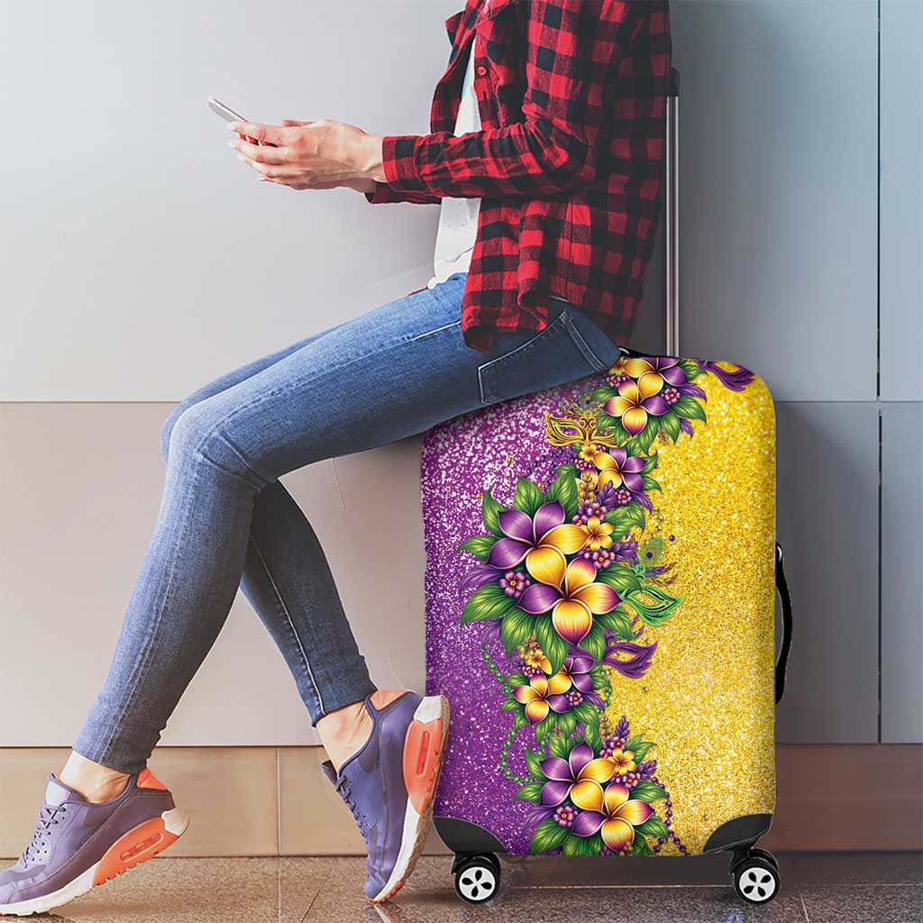 Hawaii Mardi Gras Luggage Cover Plumeria Lei Beads Glitter Style LT05 - Polynesian Pride