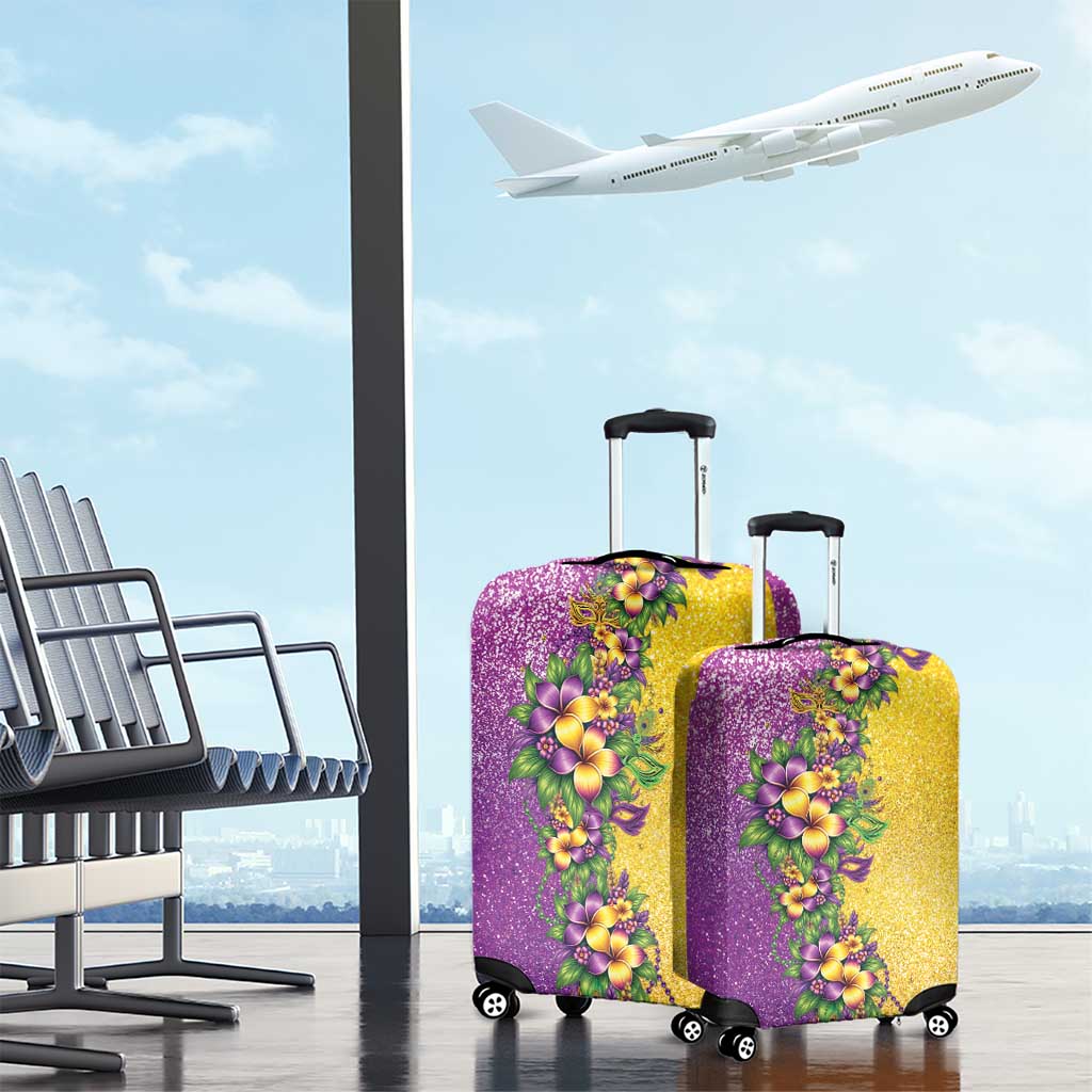 Hawaii Mardi Gras Luggage Cover Plumeria Lei Beads Glitter Style LT05 - Polynesian Pride