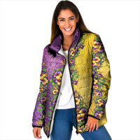 Hawaii Mardi Gras Padded Jacket Plumeria Lei Beads Glitter Style