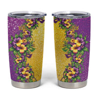 Hawaii Mardi Gras Tumbler Cup Plumeria Lei Beads Glitter Style LT05 Colorful - Polynesian Pride