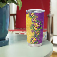 Hawaii Mardi Gras Tumbler Cup Plumeria Lei Beads Glitter Style LT05 - Polynesian Pride