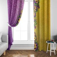 Hawaii Mardi Gras Window Curtain Plumeria Lei Beads Glitter Style