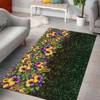 Hawaii Mardi Gras Area Rug Tropical Flowers Glitter Style