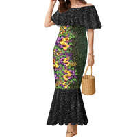 Hawaii Mardi Gras Family Matching Mermaid Dress and Hawaiian Shirt Tropical Flowers Glitter Style