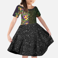 Hawaii Mardi Gras Family Matching Puletasi and Hawaiian Shirt Tropical Flowers Glitter Style