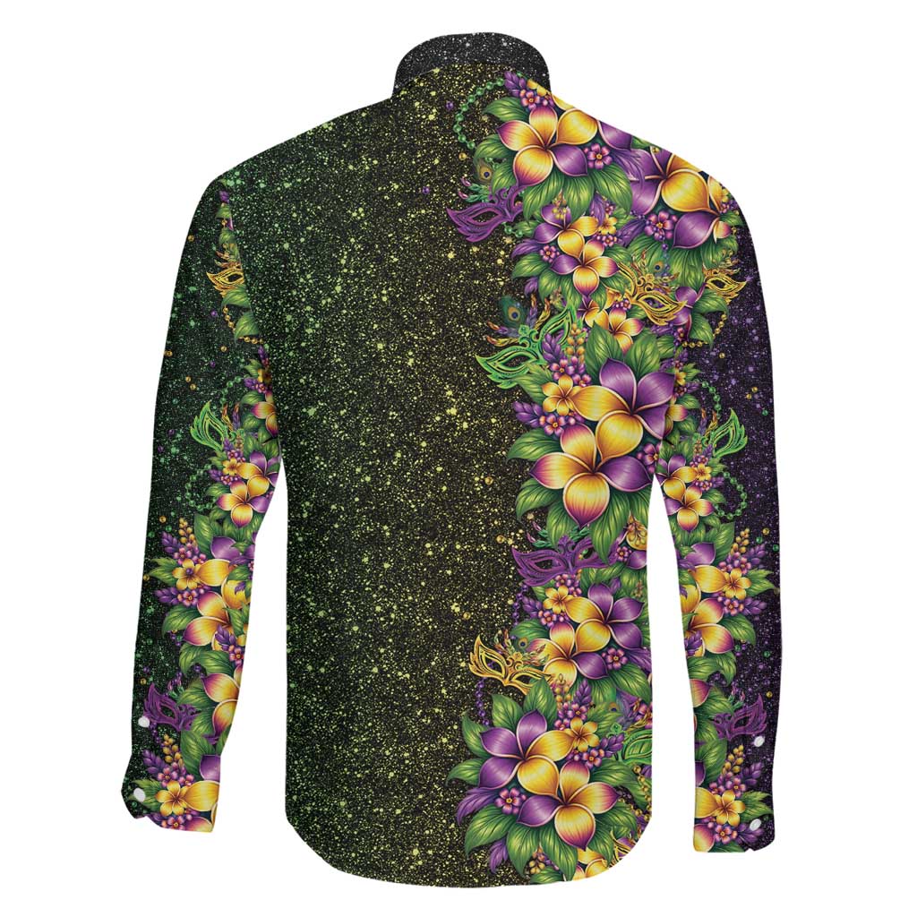 Hawaii Mardi Gras Family Matching Short Sleeve Bodycon Dress and Hawaiian Shirt Tropical Flowers Glitter Style