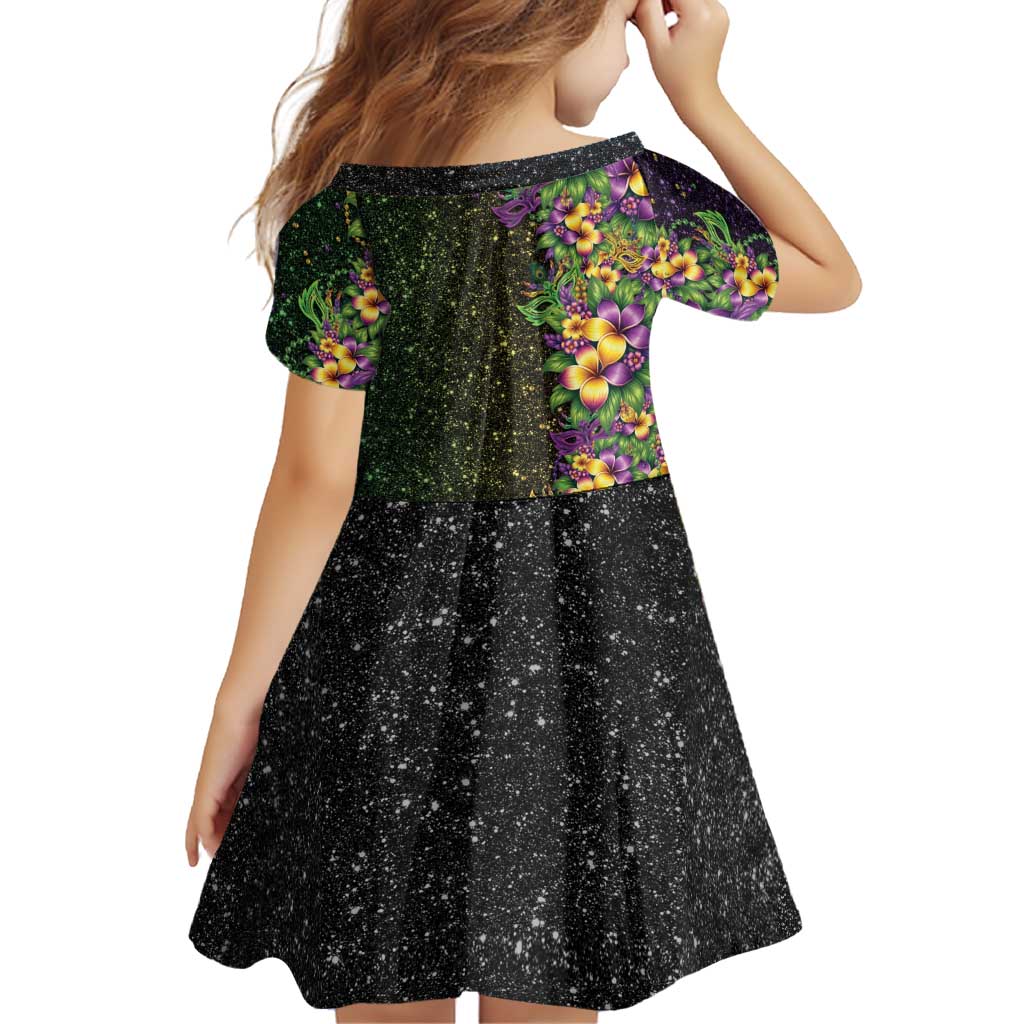 Hawaii Mardi Gras Family Matching Summer Maxi Dress and Hawaiian Shirt Tropical Flowers Glitter Style