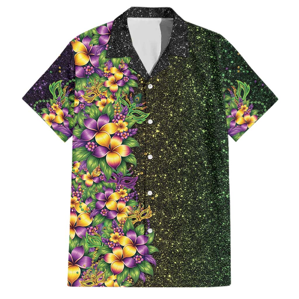 Hawaii Mardi Gras Family Matching Summer Maxi Dress and Hawaiian Shirt Tropical Flowers Glitter Style