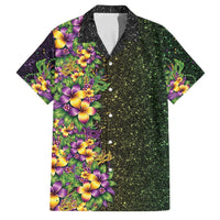 Hawaii Mardi Gras Family Matching Summer Maxi Dress and Hawaiian Shirt Tropical Flowers Glitter Style