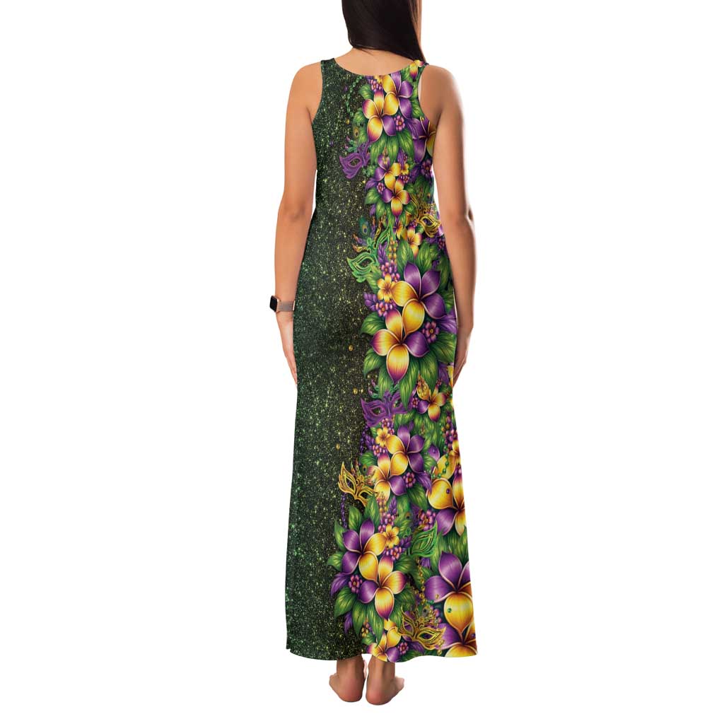 Hawaii Mardi Gras Family Matching Tank Maxi Dress and Hawaiian Shirt Tropical Flowers Glitter Style