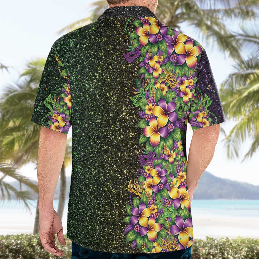 Hawaii Mardi Gras Hawaiian Shirt Tropical Flowers Glitter Style
