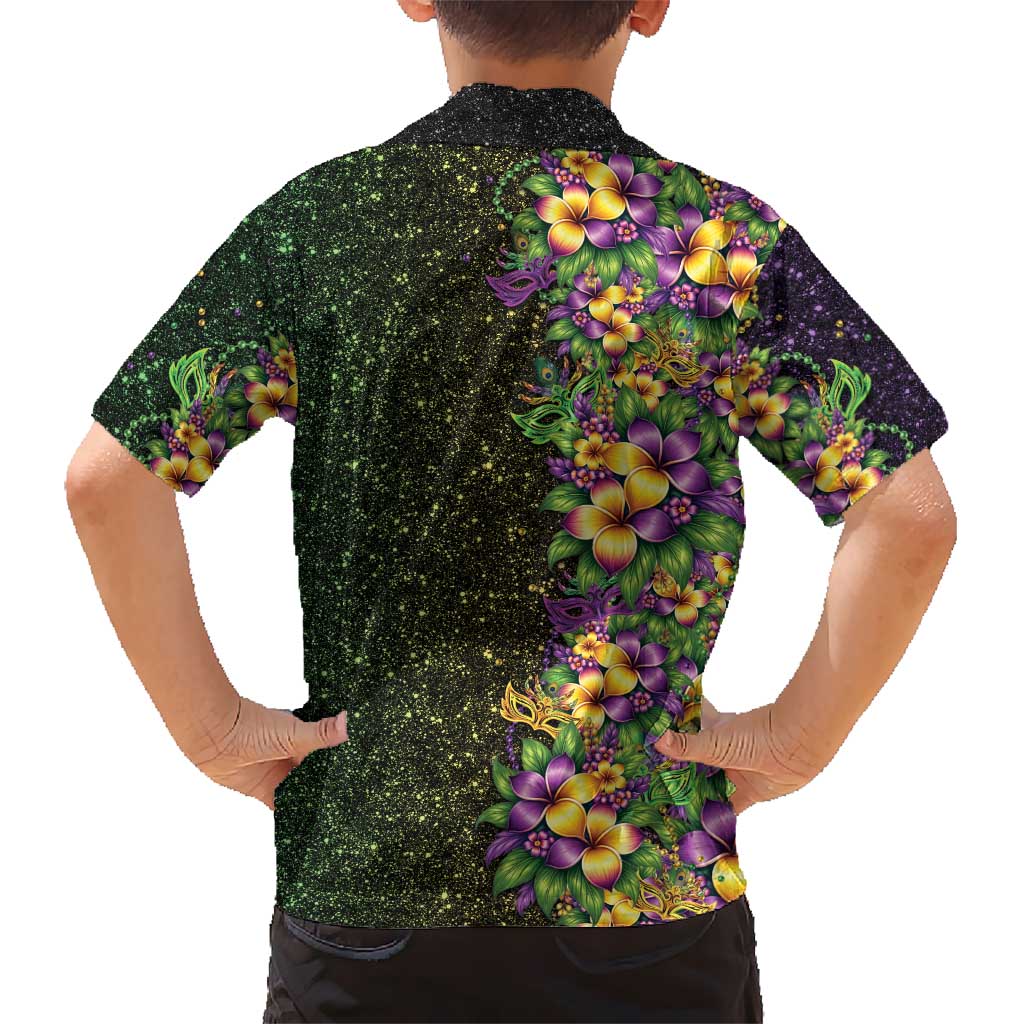 Hawaii Mardi Gras Hawaiian Shirt Tropical Flowers Glitter Style