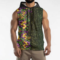 Hawaii Mardi Gras Sleeveless Zip Hoodie Tropical Flowers Glitter Style LT05 - Polynesian Pride