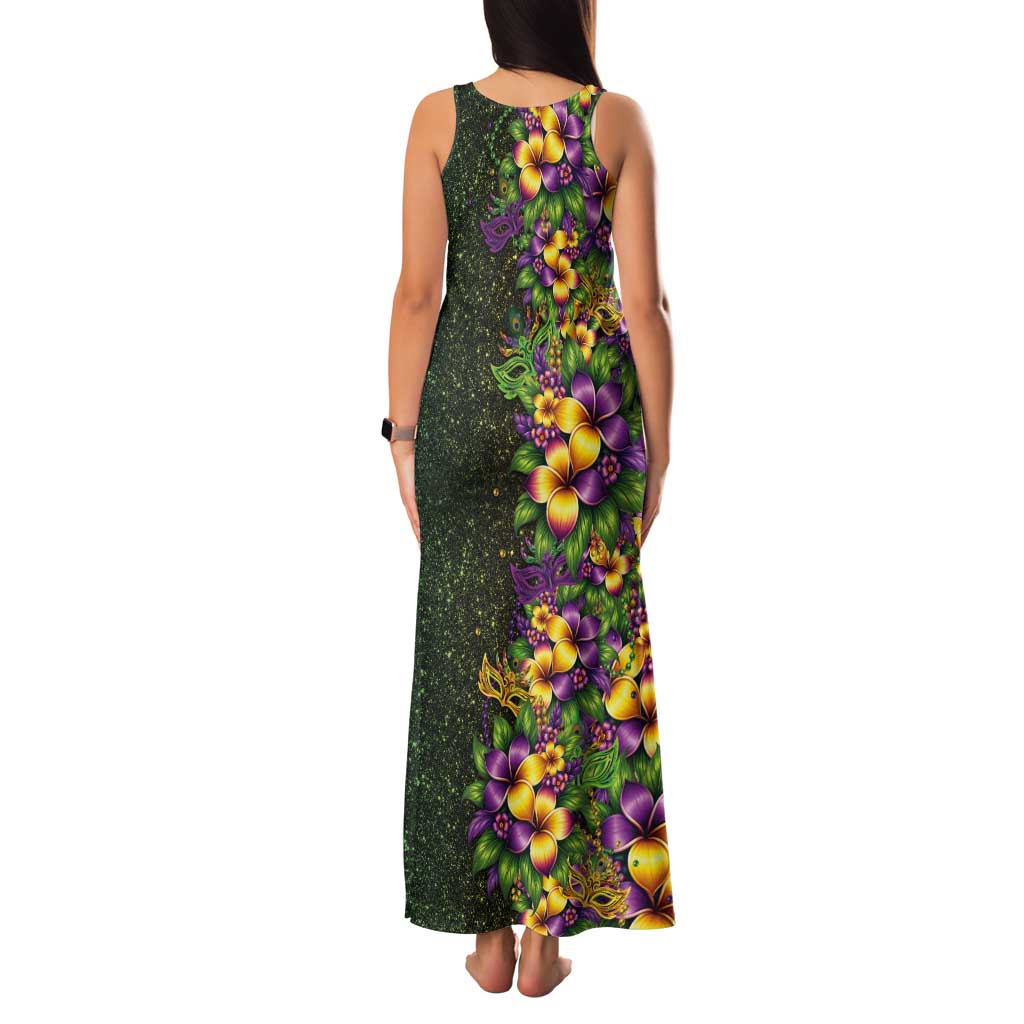 Hawaii Mardi Gras Tank Maxi Dress Tropical Flowers Glitter Style LT05 - Polynesian Pride