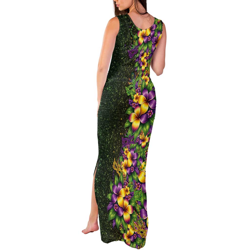 Hawaii Mardi Gras Tank Maxi Dress Tropical Flowers Glitter Style LT05 - Polynesian Pride