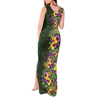 Hawaii Mardi Gras Tank Maxi Dress Tropical Flowers Glitter Style LT05 - Polynesian Pride