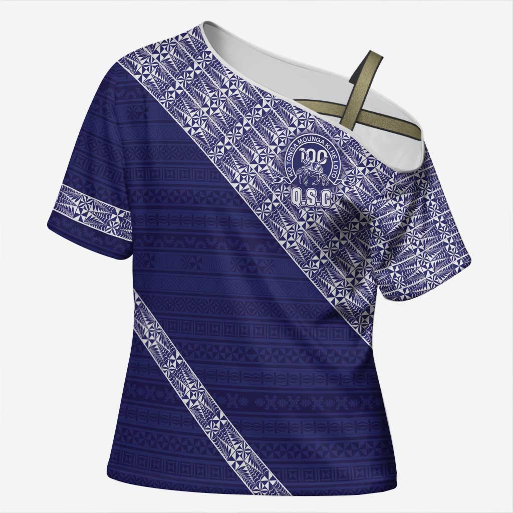 Tonga Queen Salote College Cross Shoulder Shirt 100 Years Anniversary Navy Color