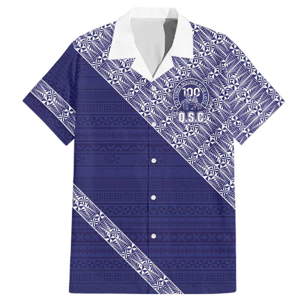 Tonga Queen Salote College Family Matching Off The Shoulder Long Sleeve Dress and Hawaiian Shirt 100 Years Anniversary Navy Color LT05 Dad's Shirt - Short Sleeve Navy - Polynesian Pride
