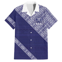 Tonga Queen Salote College Family Matching Off The Shoulder Long Sleeve Dress and Hawaiian Shirt 100 Years Anniversary Navy Color LT05 Dad's Shirt - Short Sleeve Navy - Polynesian Pride