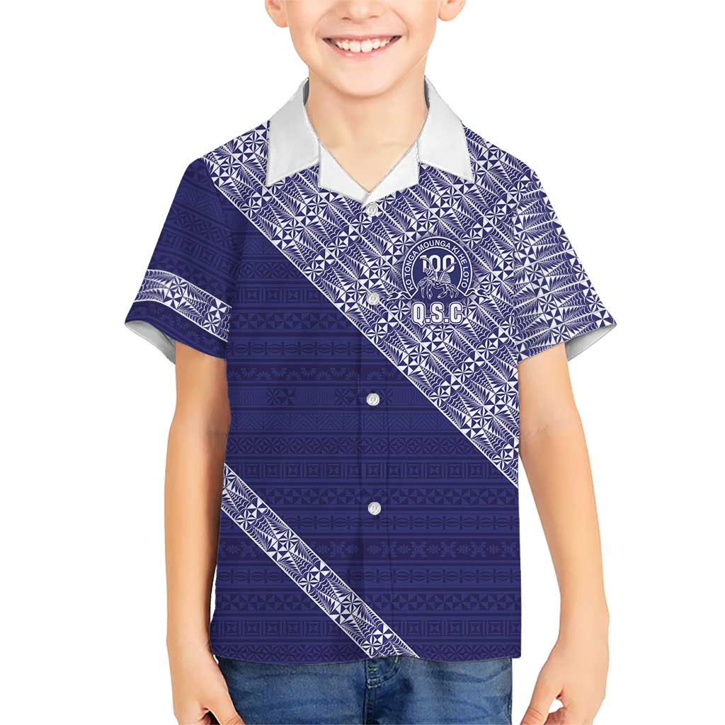 Tonga Queen Salote College Family Matching Off The Shoulder Long Sleeve Dress and Hawaiian Shirt 100 Years Anniversary Navy Color LT05 Son's Shirt Navy - Polynesian Pride