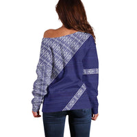 Tonga Queen Salote College Off Shoulder Sweater 100 Years Anniversary Navy Color LT05 - Polynesian Pride