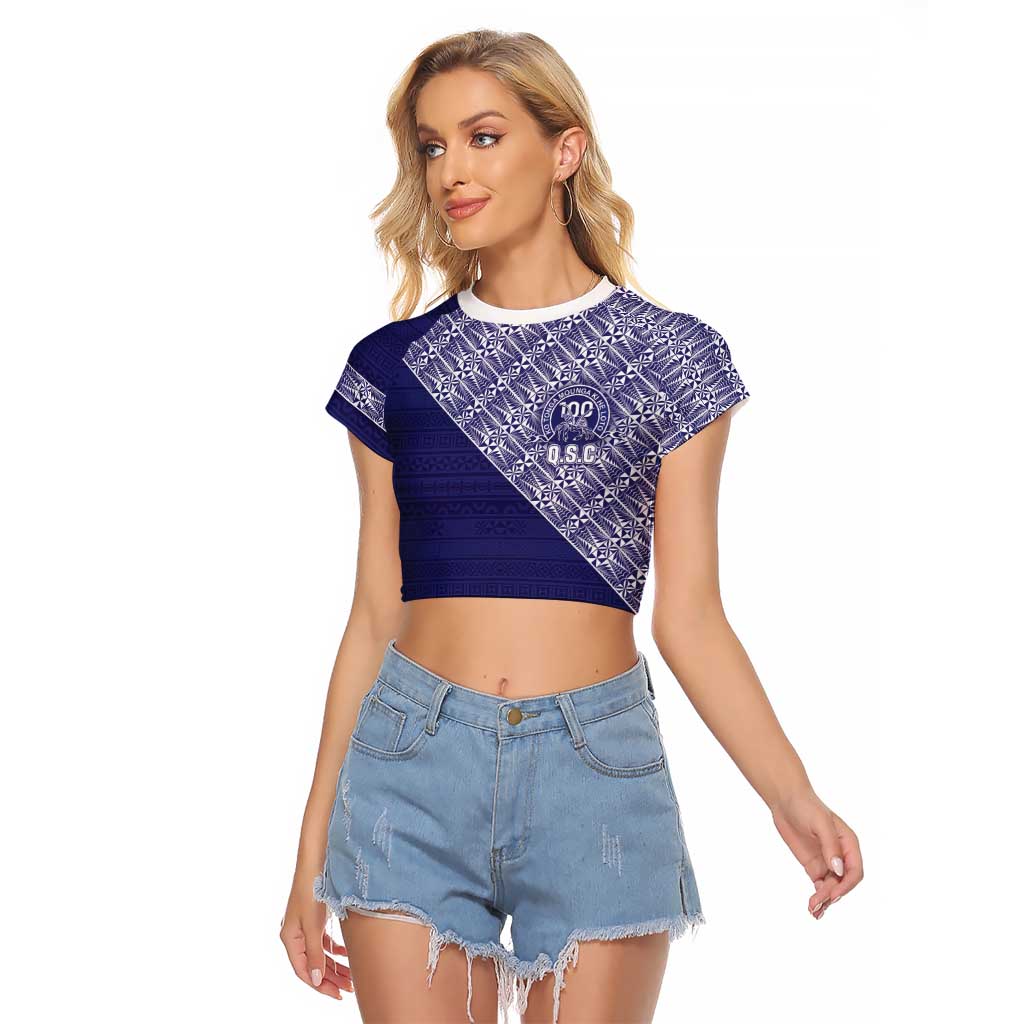 Tonga Queen Salote College Raglan Cropped T Shirt 100 Years Anniversary Navy Color