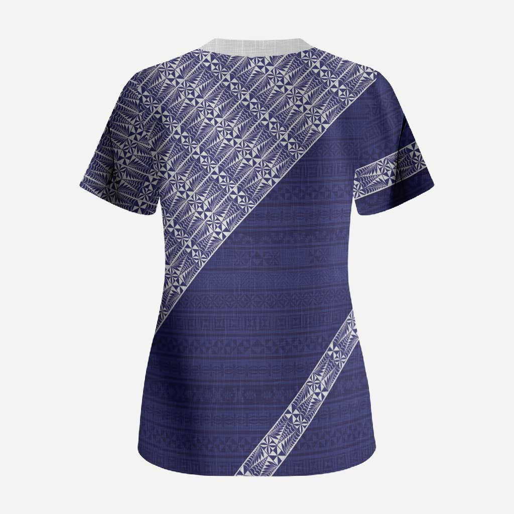 Tonga Queen Salote College Scrub Top 100 Years Anniversary Navy Color