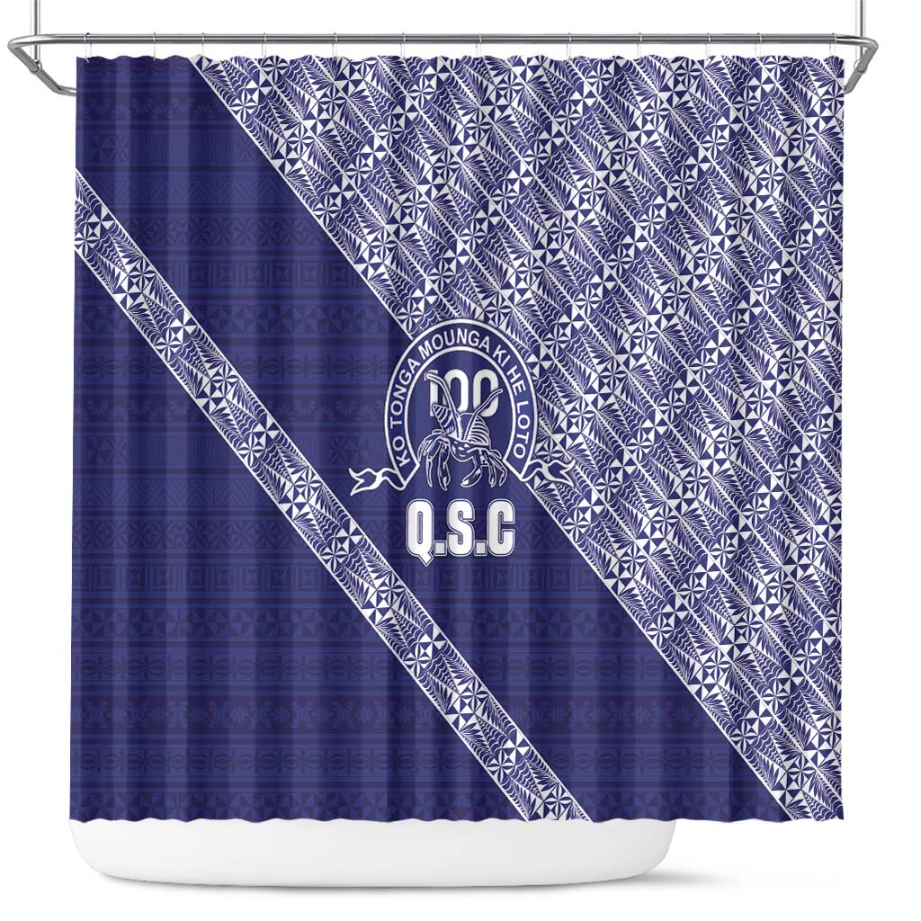 Tonga Queen Salote College Shower Curtain 100 Years Anniversary Navy Color LT05 Navy - Polynesian Pride