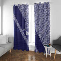Tonga Queen Salote College Window Curtain 100 Years Anniversary Navy Color LT05 With Grommets Navy - Polynesian Pride