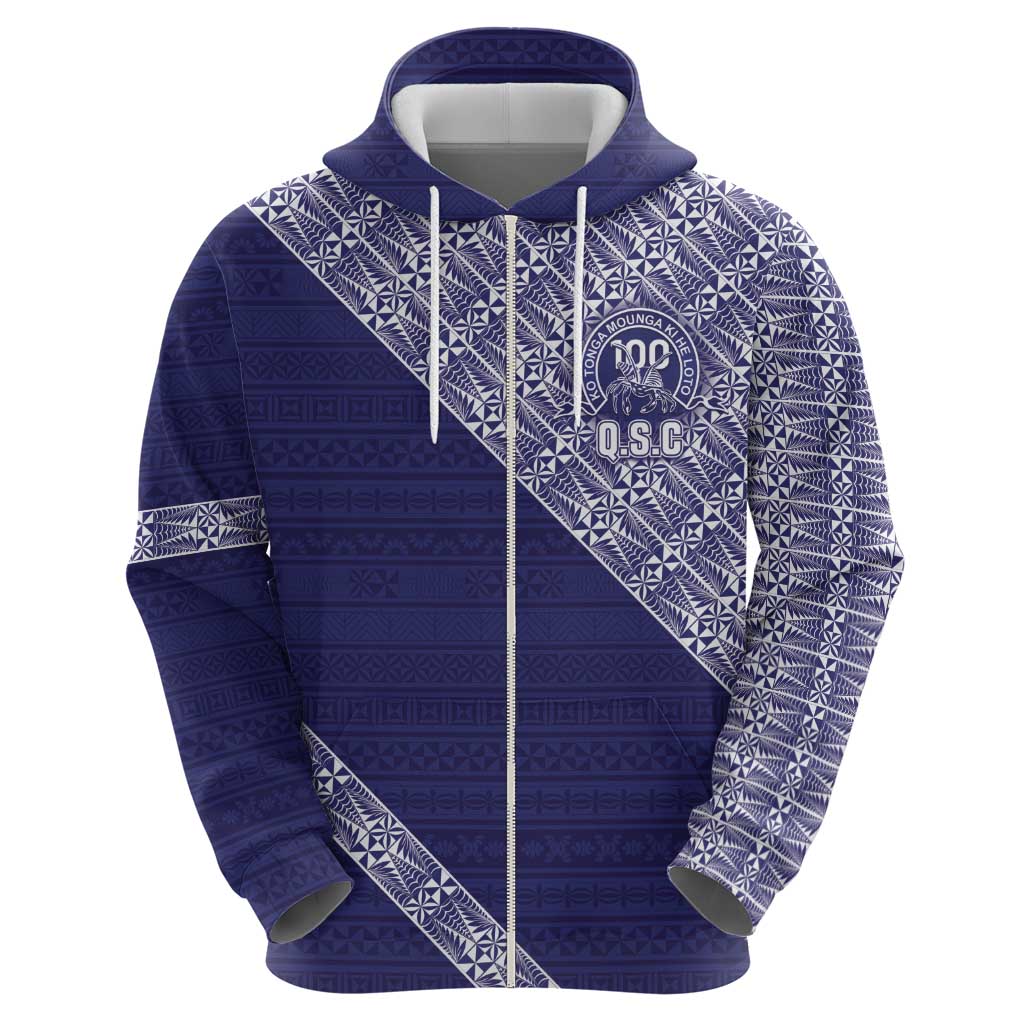 Tonga Queen Salote College Zip Hoodie 100 Years Anniversary Navy Color