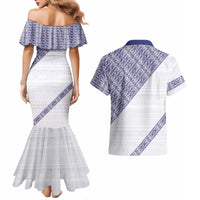 Tonga Queen Salote College Couples Matching Mermaid Dress and Hawaiian Shirt 100 Years Anniversary White Color