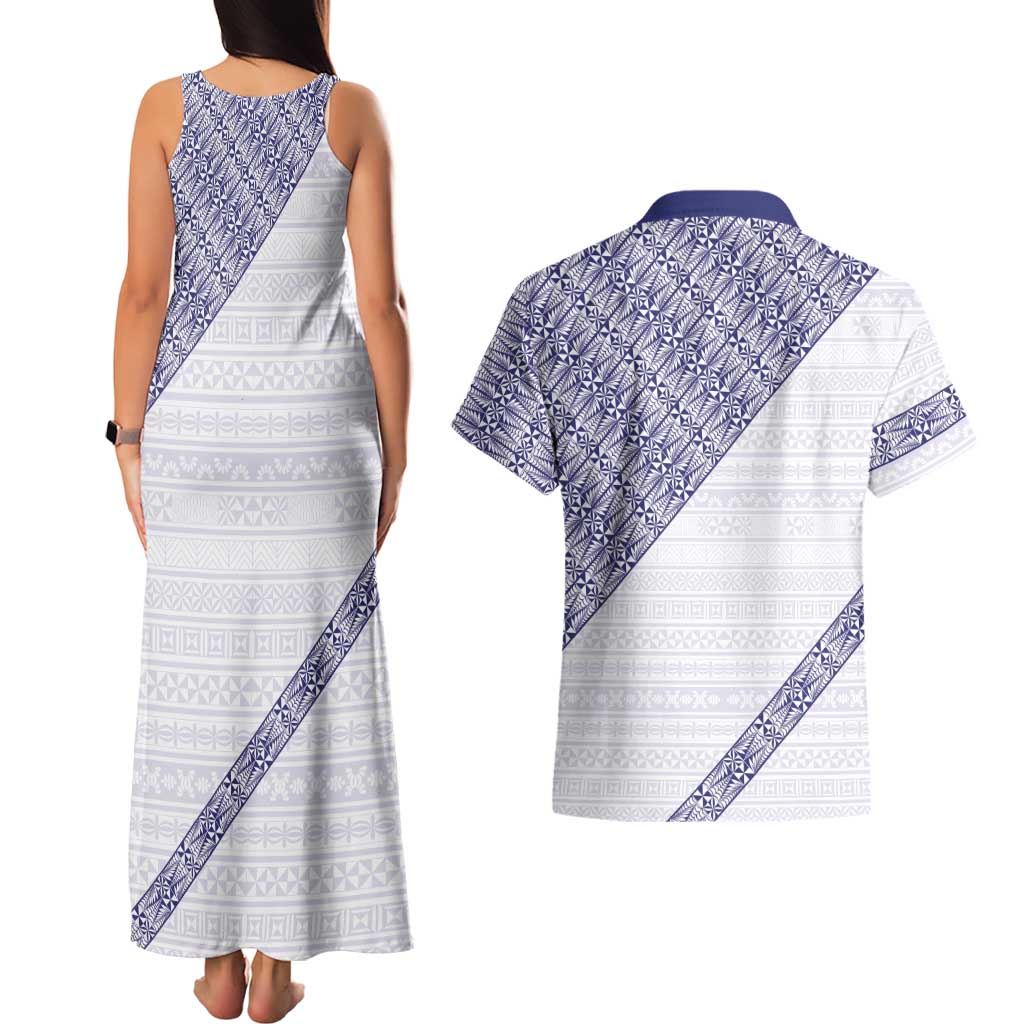 Tonga Queen Salote College Couples Matching Tank Maxi Dress and Hawaiian Shirt 100 Years Anniversary White Color