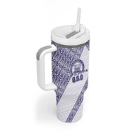 Tonga Queen Salote College Tumbler With Handle 100 Years Anniversary White Color LT05 - Polynesian Pride