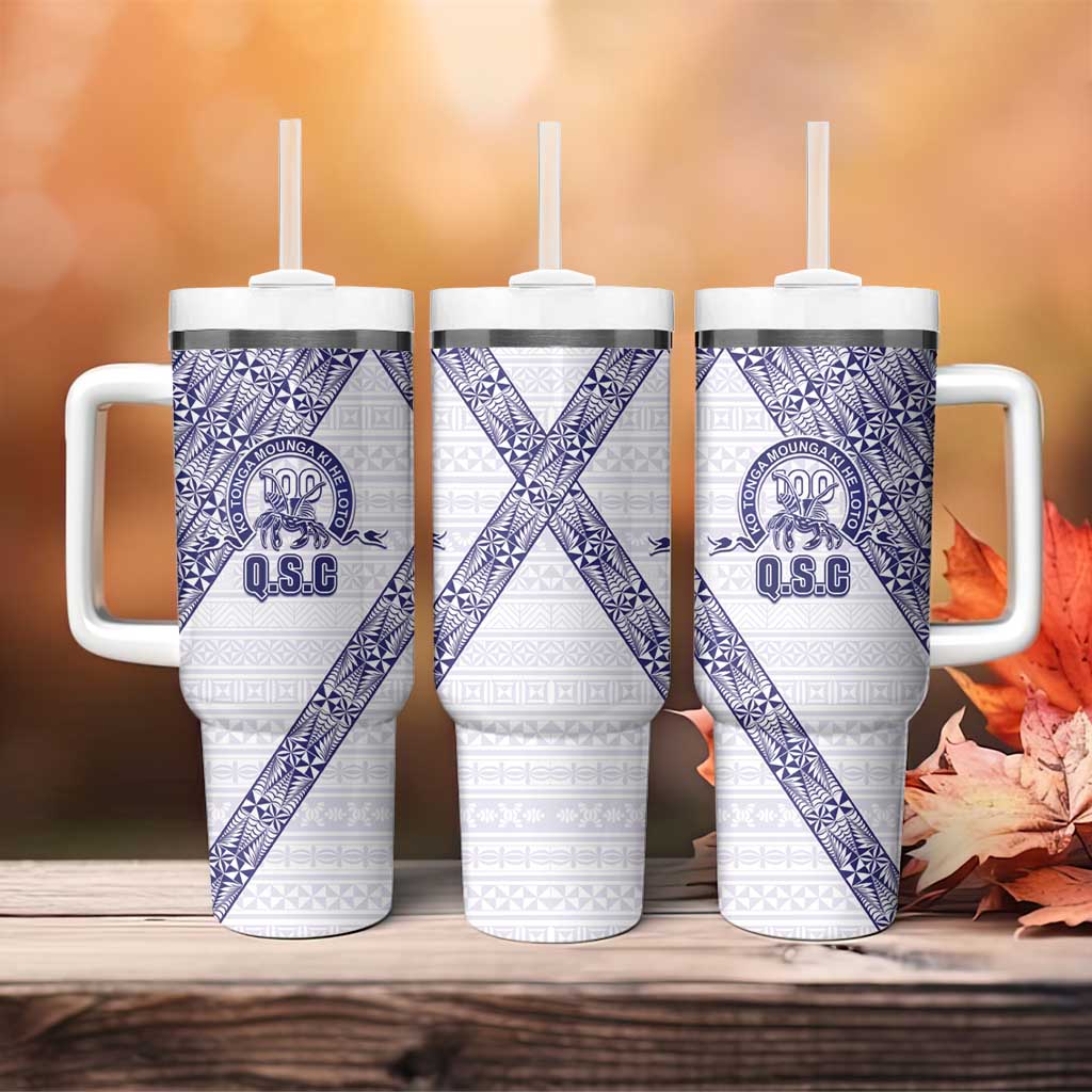 Tonga Queen Salote College Tumbler With Handle 100 Years Anniversary White Color LT05 - Polynesian Pride