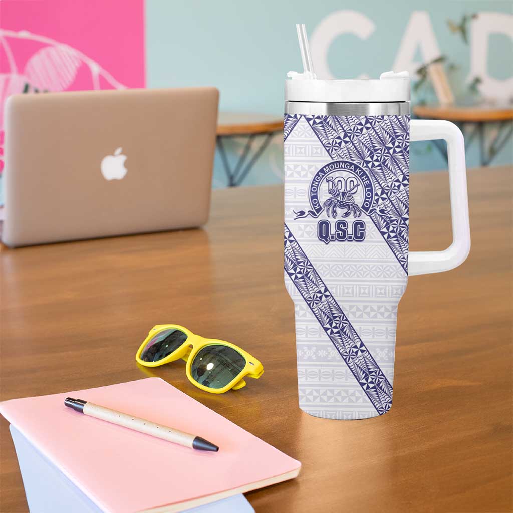 Tonga Queen Salote College Tumbler With Handle 100 Years Anniversary White Color LT05 - Polynesian Pride