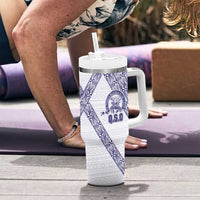 Tonga Queen Salote College Tumbler With Handle 100 Years Anniversary White Color LT05 - Polynesian Pride