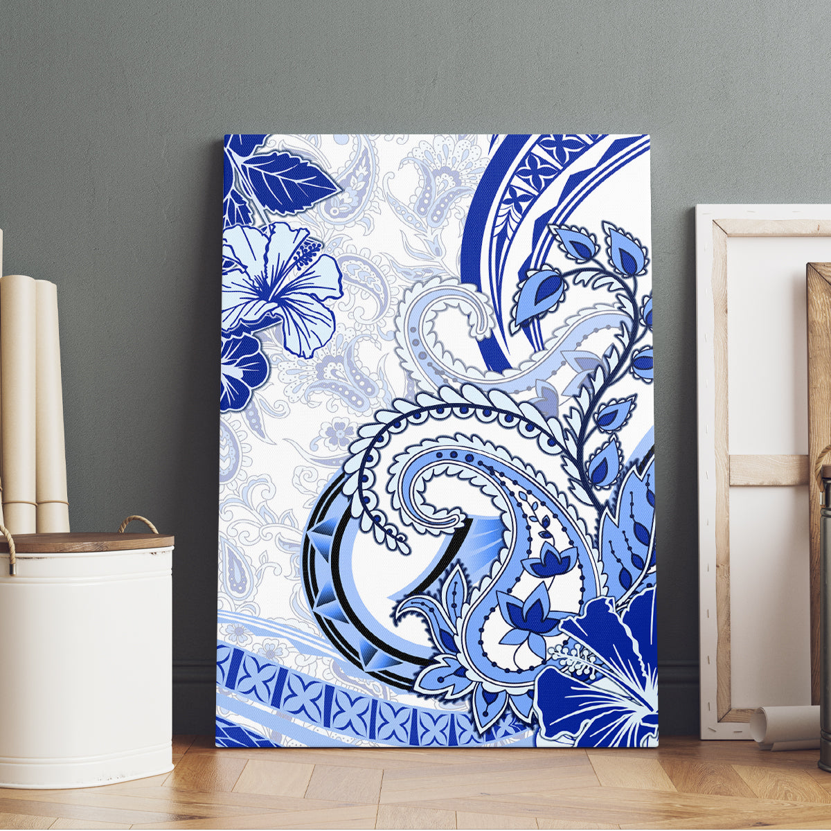 Polynesia Paisley Canvas Wall Art Mix Navy Polynesian Pattern