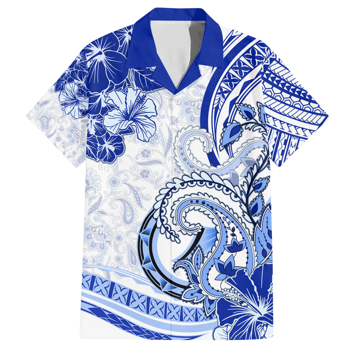 Polynesia Paisley Family Matching Short Sleeve Bodycon Dress and Hawaiian Shirt Mix Navy Polynesian Pattern LT05 Dad's Shirt - Short Sleeve Navy - Polynesian Pride