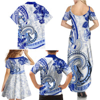 Polynesia Paisley Family Matching Summer Maxi Dress and Hawaiian Shirt Mix Navy Polynesian Pattern LT05 - Polynesian Pride